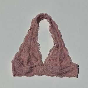 Scalloped Trim Floral Lace Halter Bralette